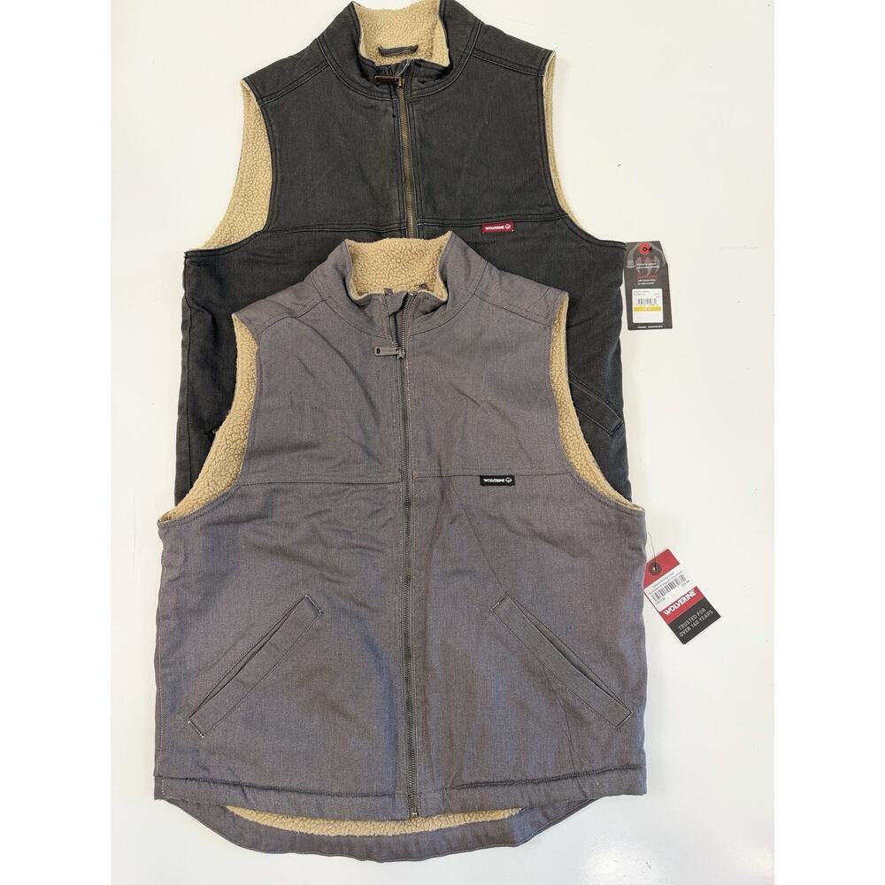 Lot Of 2 Wolverine Vest Mens Size M Sherpa Lined Full Zip Work Wear Pockets NWT